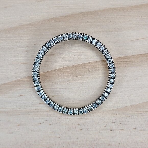 No brand detected Jewelry - Vtg Sterling Silver & Cubic Zirconia Round Circle Pendant 925 Hallmarked 1"